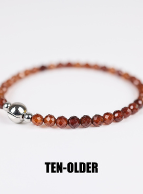 精致小众高级感天然橙石榴石手链单圈细珠切面气质显白手串