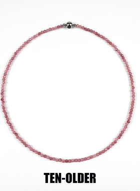 天然粉碧玺项链女冰种锁骨链