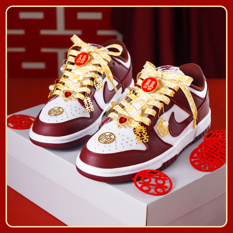 aj婚鞋装饰鞋带扣红色喜字可拆卸