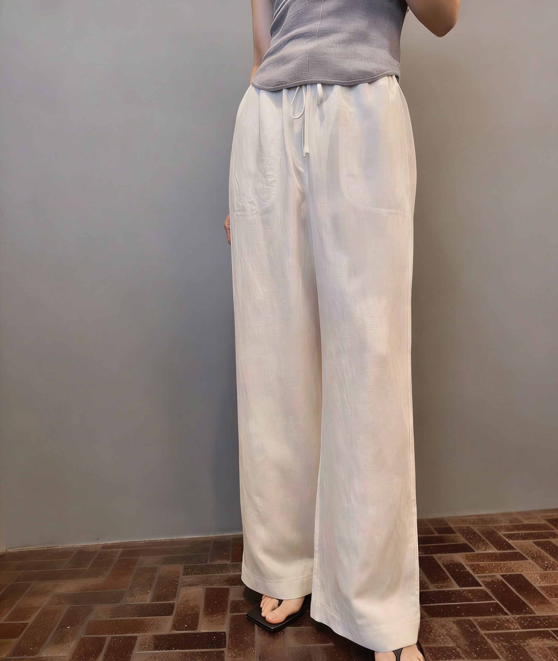 高端100%亚麻裤休闲百搭老钱风长裤直筒显瘦女阔腿裤新款