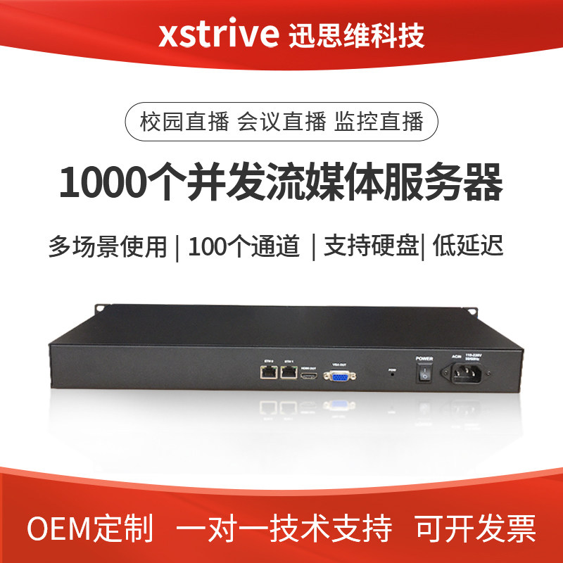 迅思维100路1000并发流媒体转发服务器直播录播教学会议外网 推流