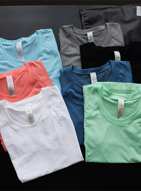 lu家同款运动短袖元气多巴胺吸汗透气速干瑜伽跑步健身服女士T恤