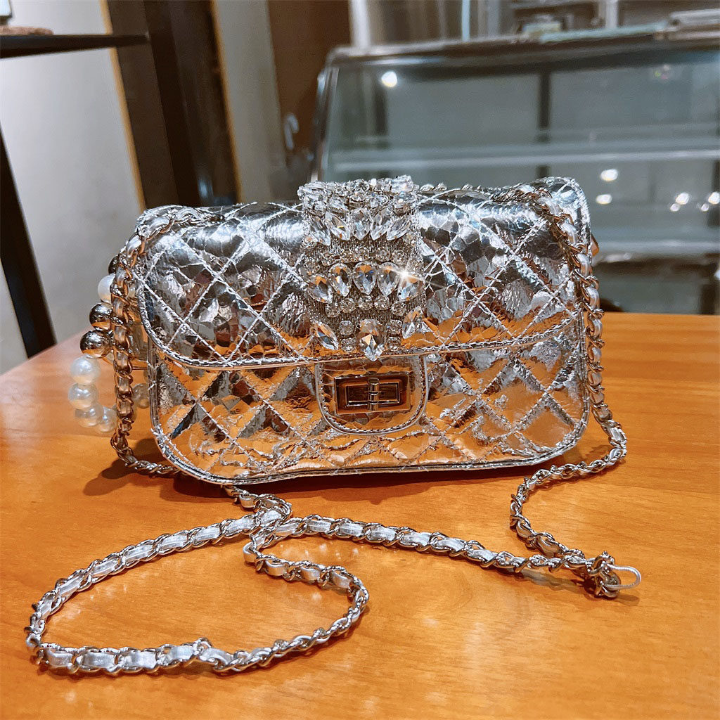 镶钻小包女士2024新款潮高级感时尚小香风菱格链条包斜挎女包,箱包皮具/热销女包/男包,小方包,淘宝优惠券,粉丝福利购,淘宝优惠卷