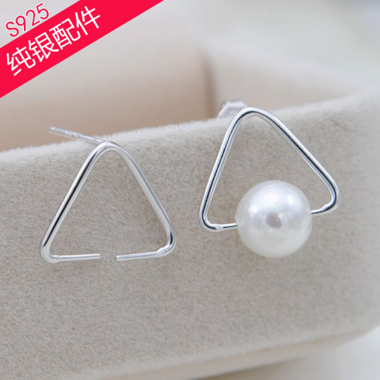 Èý½ÇÐζú»·Åä¼þÕäÖé¶ú¶¤Å®Ñ§Éú925´¿Òø¶ú×¹¶Æ½ð¶úÊÎͨ¿×ÖéDIY¼Ó¹¤