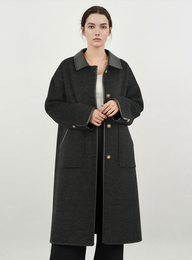 羊毛双面呢大衣女2025冬新款长款过膝高级感气质落肩宽松毛呢外套