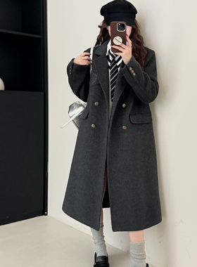 2025新款双面呢羊毛大衣女中长款风衣宽松显瘦气质学院风毛呢外套