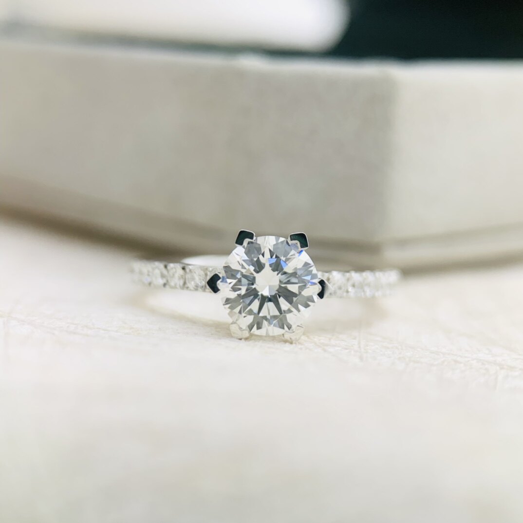 geek极客钻石1克拉100分六爪雪花结婚钻戒婚戒镶嵌定制圆形戒指