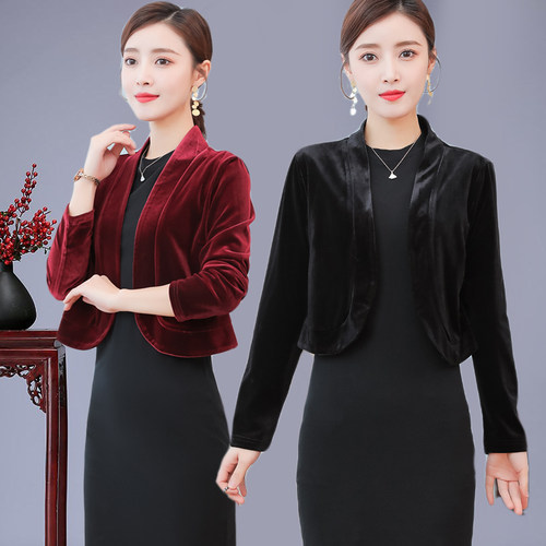 旗袍外搭女长袖百搭金丝绒坎肩