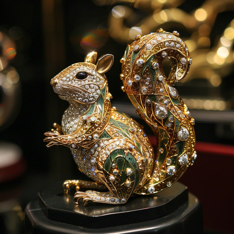 千族银 原创设计师款动物摆件首饰 定制金属艺术品松鼠胸针