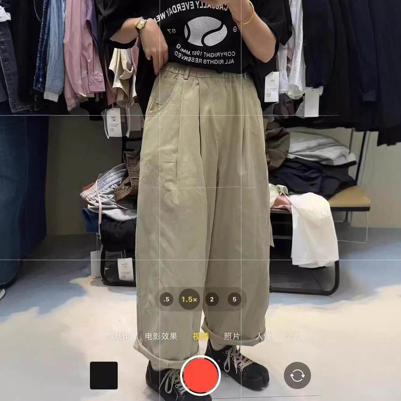 简一1077秋季新款宽松纯色休闲哈伦裤直通工装裤女2024秋季新款