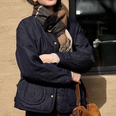 双面两穿95鹅绒服菱格高端牛仔