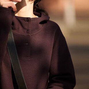 长袖 女装 外套 新款 波浪纹缩绉肌理连帽卫衣半门襟立领上衣2025春季