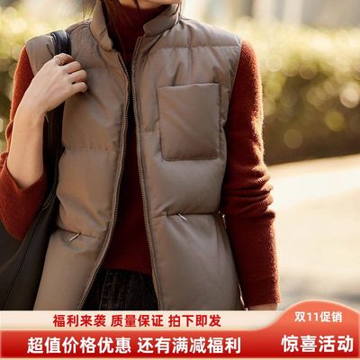 日系95白鹅绒立领羽绒马甲女款高端女外穿马夹羽绒服背心秋冬新款