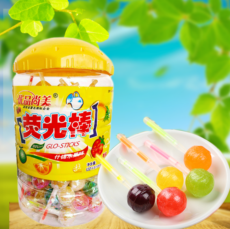 荧光棒整桶约120支年货糖果荧光星空晚会酒吧创意婚车装饰糖果