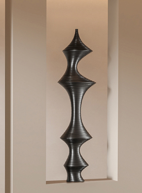 螺纹落地艺术摆件高级感诧寂风雕塑意式展示架玄关立柱装饰品