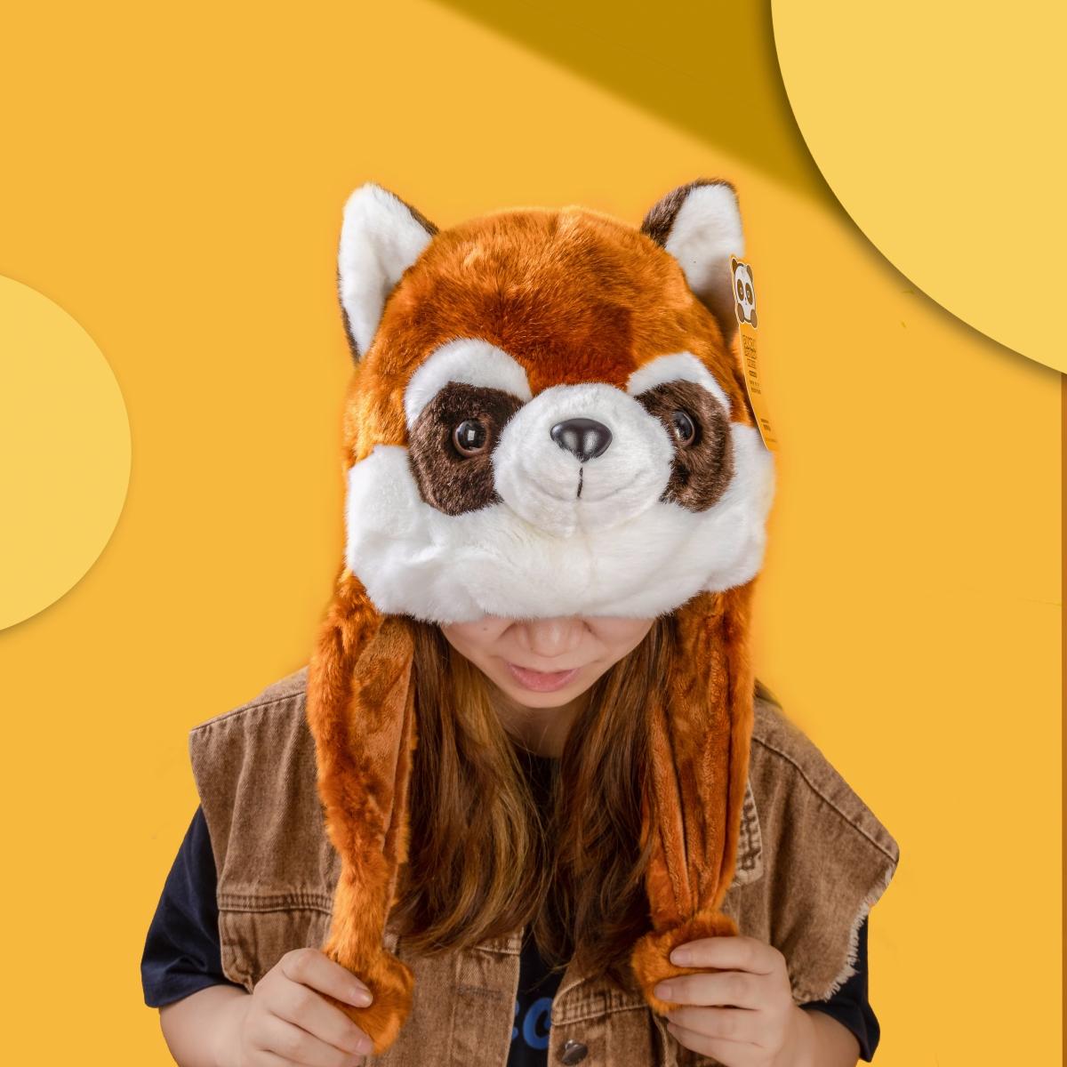 熊猫生活馆可爱小熊猫帽子围巾仿真毛绒玩偶冬季保暖穿戴机场同款