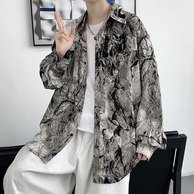 水墨印花长袖衬衣其他