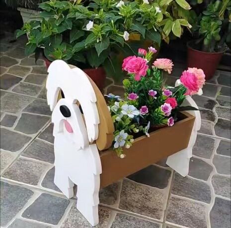 独立创意卡通宠物狗花盆庭院欣赏