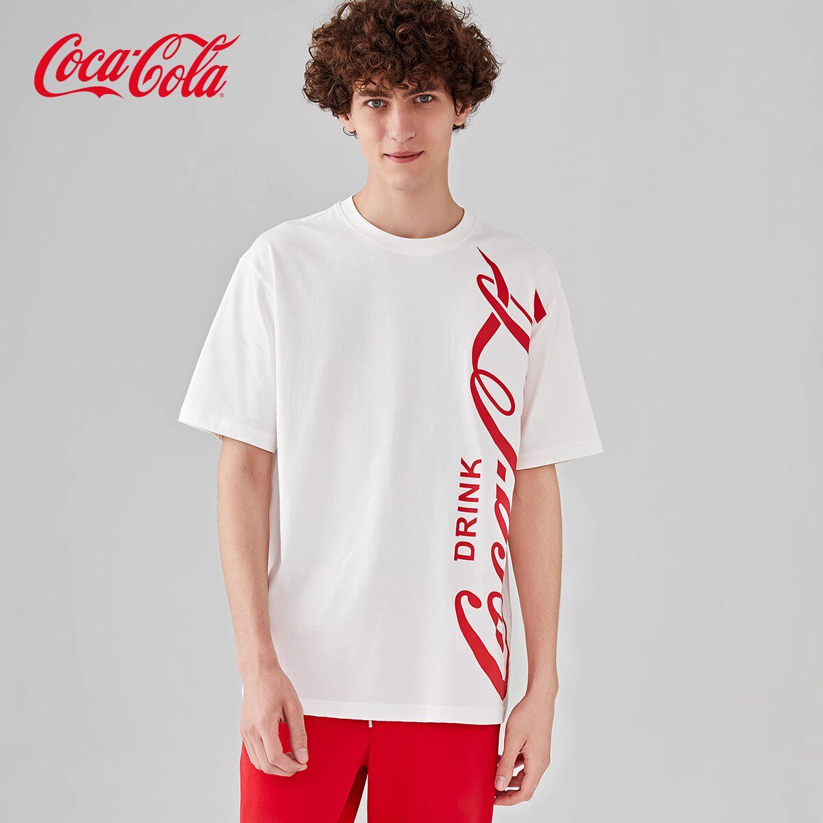 Coca-Cola可口可乐 官方短袖LOGO印花宽松潮牌T恤 男女同款