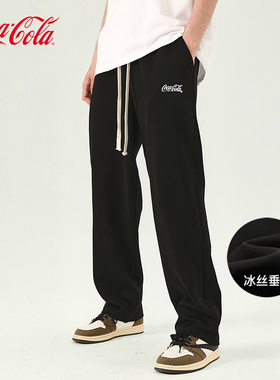Coca-Cola/可口可乐裤子春秋款直筒卫裤男女生黑色休闲裤长裤