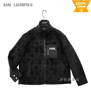 LAGERFELD 加厚溜肩阔版 秋冬新款 3D压标 立领棉服夹克衫 KARL