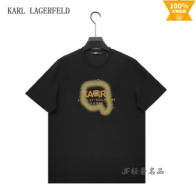 KARL LAGERFELD 2025秋冬新款短袖T恤衫 棉质加厚 印标溜肩阔版