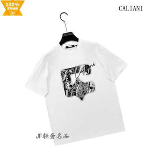 CALIANI卡里亚尼 2026春夏新款圆领短袖T恤衫 棉质印标 溜肩阔版