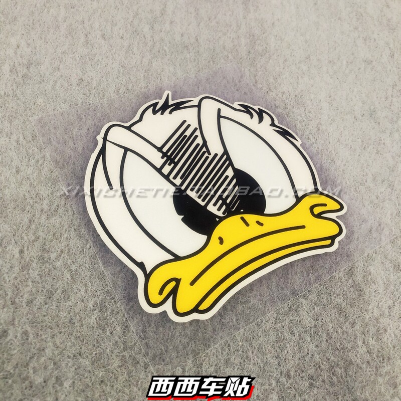 西西车贴 唐lao鸭生气表情油箱盖贴纸创意个性划痕遮挡遮盖反光贴