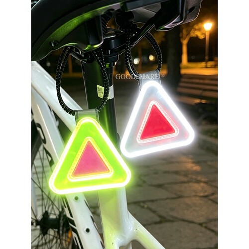 自行车夜骑反光板山地车公路车骑行装备反光警示板安全提示三角板
