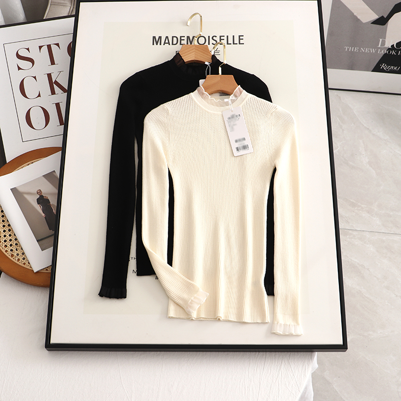 鲜衣彩针织套头半高领淑女针织衫