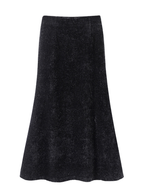 影系の黑色丝绒鱼尾半身裙女2026春新款高腰垂感优雅中长款a字裙