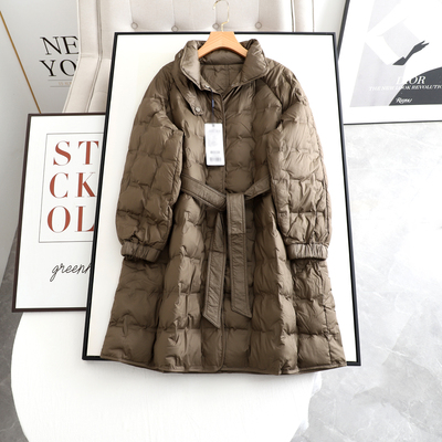 伊系の2025冬韩版时尚立领轻薄气质收腰显瘦保暖中长款羽绒服外套