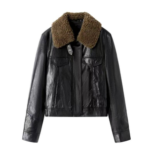 时尚 新款 百搭小个子气质显瘦羊羔毛皮衣短外套女 2025秋冬季 艾系