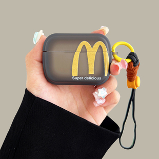 m金门airpodspro2保护套适用苹果蓝牙耳机壳2代磨砂黑色3代硅胶pro潮酷男女1代套全包防摔新款 欧美简约高级感