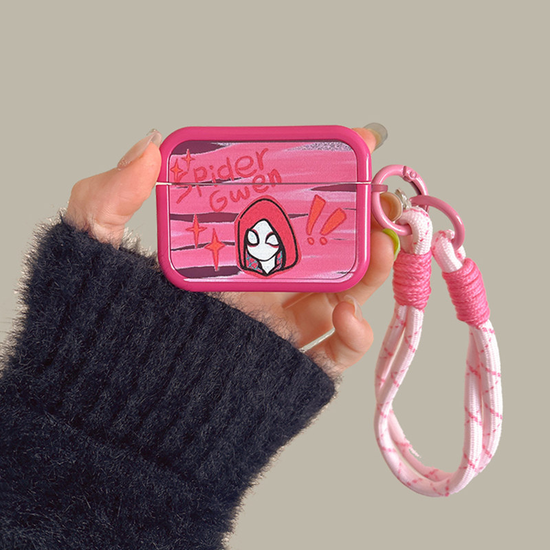 情侣蜘蛛侠airpods4保护套适用苹果蓝牙耳机壳2代玫红色3代