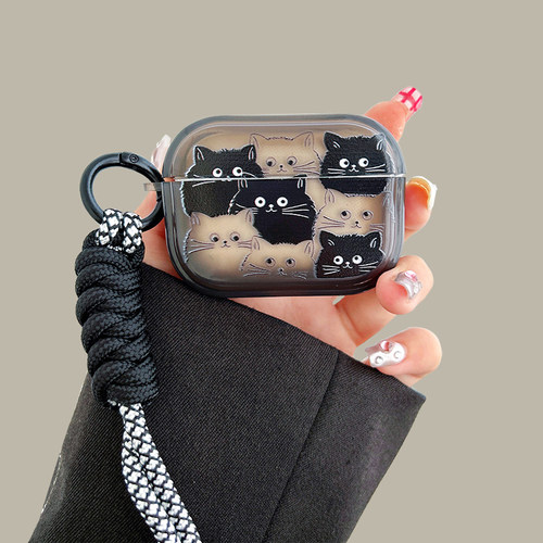 黑猫airpodspro2保护套适用苹果蓝牙耳机壳2代透明黑色3代硅胶pro小众男女4代套全包防摔新款个性创意日系软1