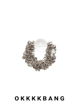 Okkkkbang白水晶蕾丝编织戒指