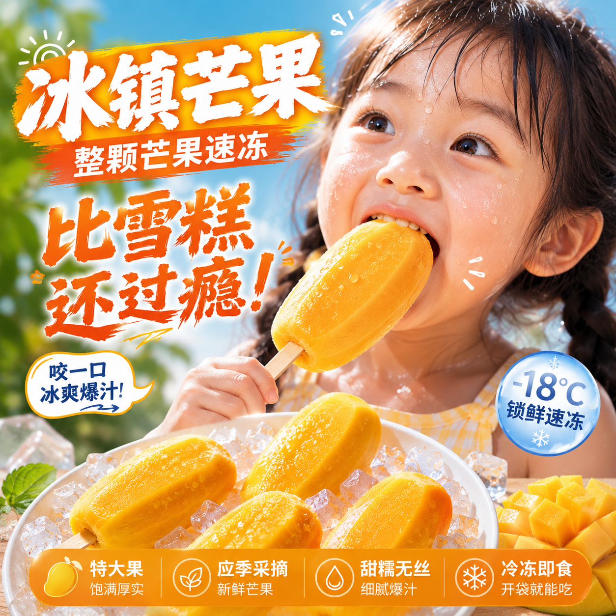 冰裹果新鲜芒果当季应季冰淇淋冷冻冰棍芒果雪糕冷冻即食整颗