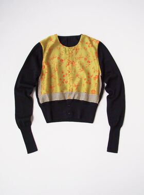 macphee 真丝拼接羊毛 古典纹样 精致开衫针织