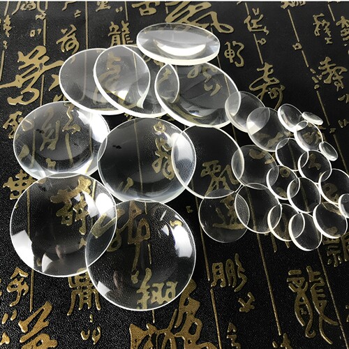 高倍放大镜5CM高清阅读镜片25mm30mm微型双凸圆形玻璃小镜片10倍