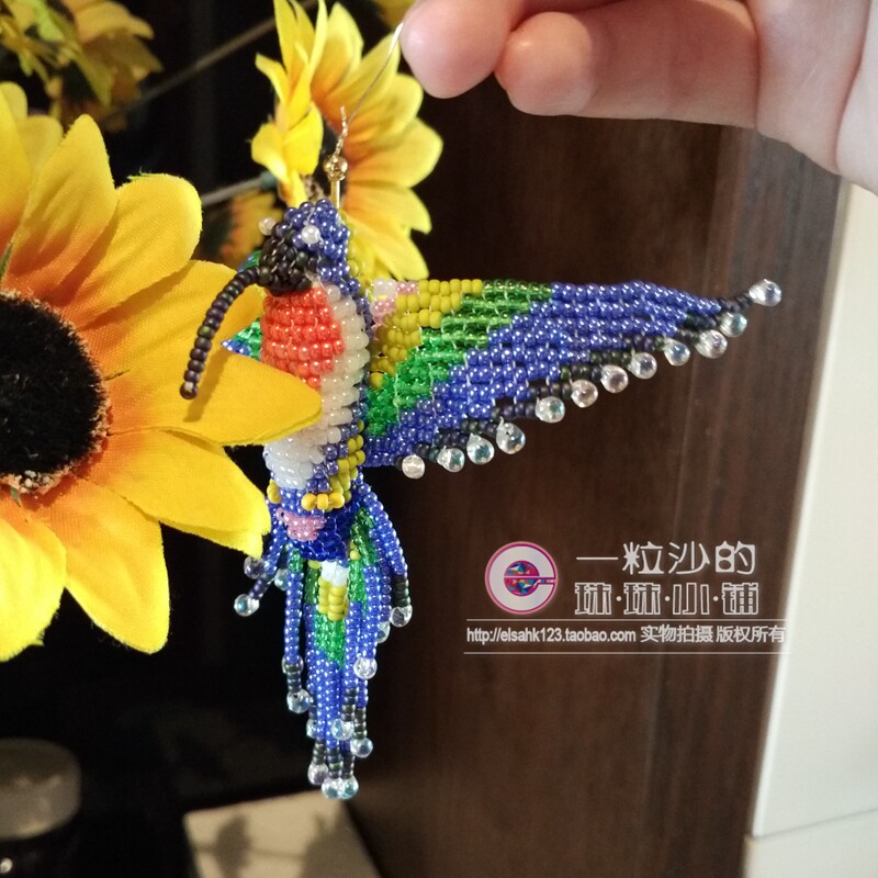 【一粒沙家】S135立体小翠鸟进口珠饰DIY材料包手工串珠配件