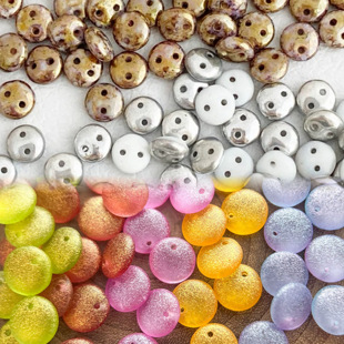 Lentil单孔/双孔扁豆珠多尺寸捷克珠玻璃珠DIY手工饰品材料散珠