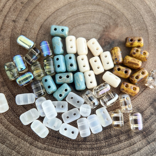 进口捷克珠玻璃珠长棍双孔珠Rulla10个DIY手工饰品配件材料散珠