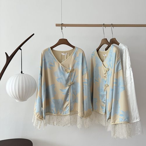 MOSS STUDIO故月栖花新中式国风女装蕾丝提花上衣外套女