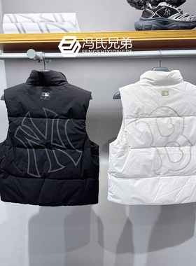 MLB 25年冬季男女时尚休闲背标大logo保暖防水羽绒马甲3ADVB0156