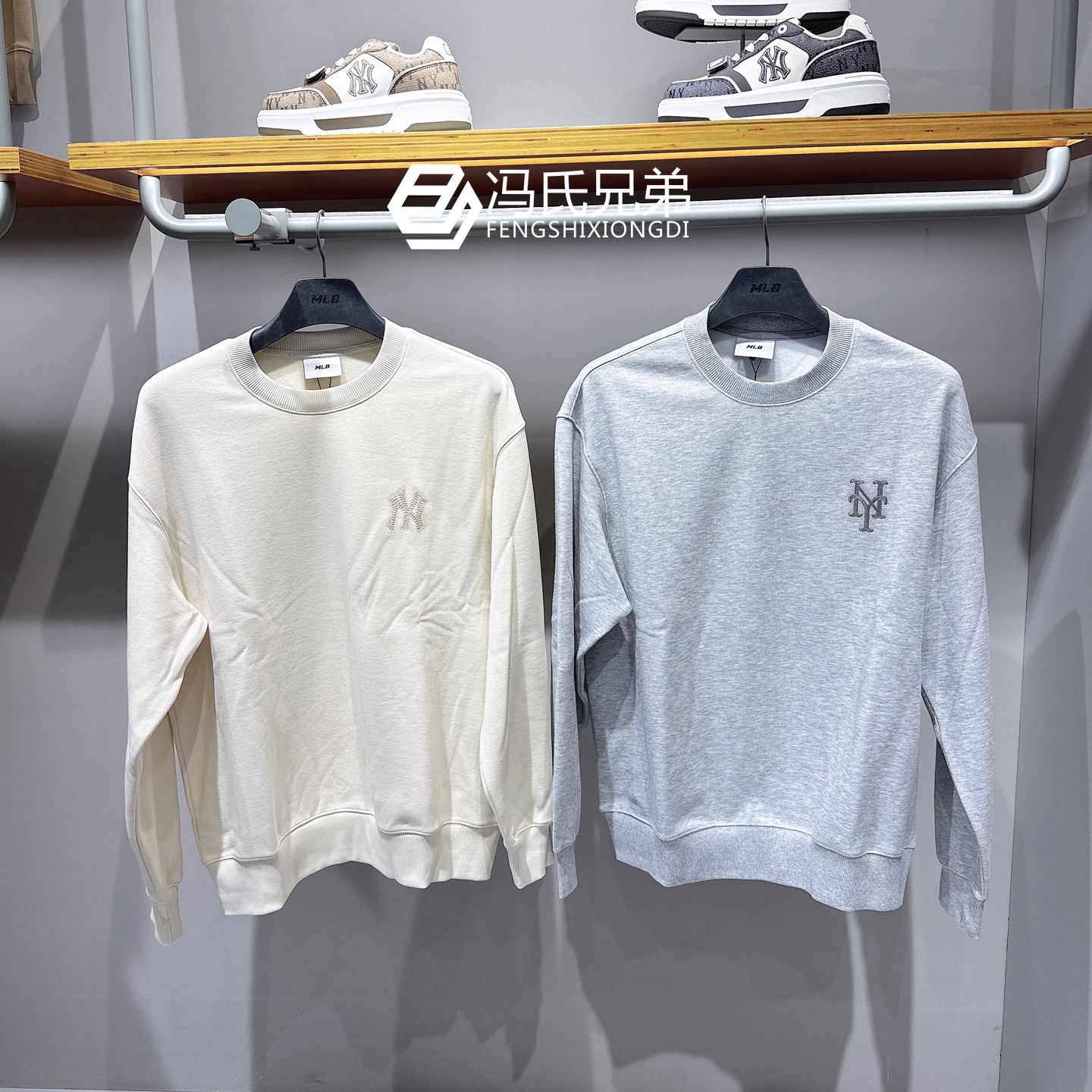 MLB时尚情侣圆领加绒保暖针织衫