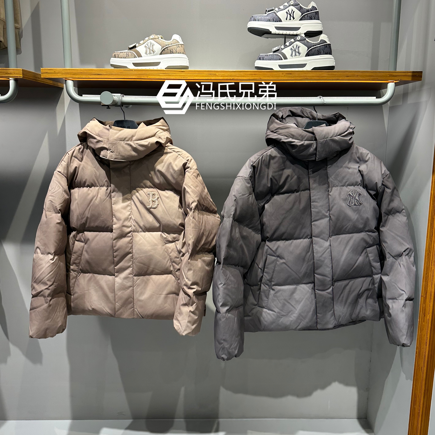 MLB保暖防风连帽中性时尚羽绒服