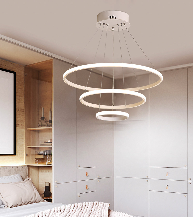 简约现代餐厅吊灯个性艺术大气家用圆环形卧室客厅LED网红灯具_虎窝淘