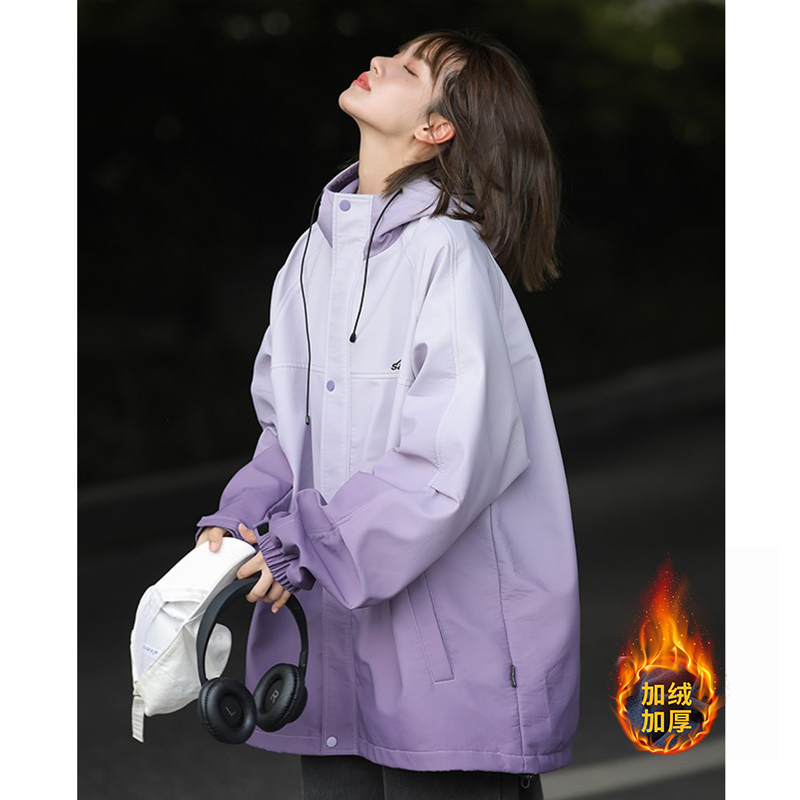 紫色现货渐变色加绒防水冲锋衣M9280-P85，男装夹克，星座418-2