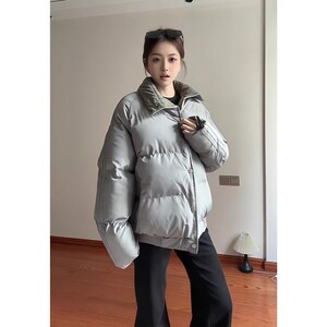 MY258835-P85 2025冬季男女休闲美式复古条纹加厚撞色翻领棉衣图片